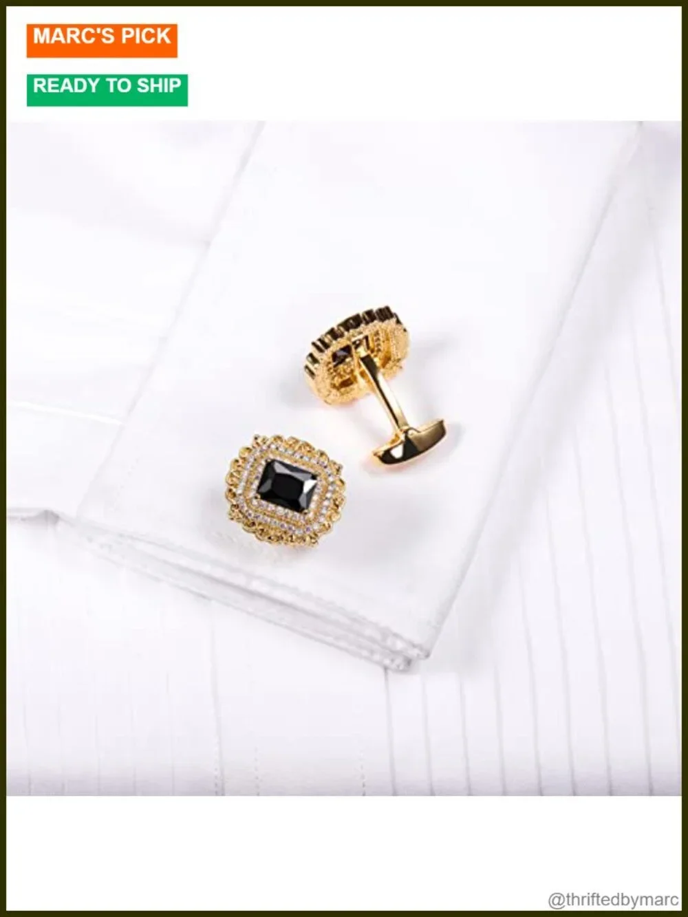 Brass Cufflinks with Crystal - Groom Wedding Gift for Men